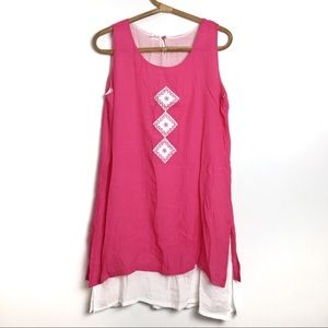 Vietnamese cotton silk tunic dress pink | Medium